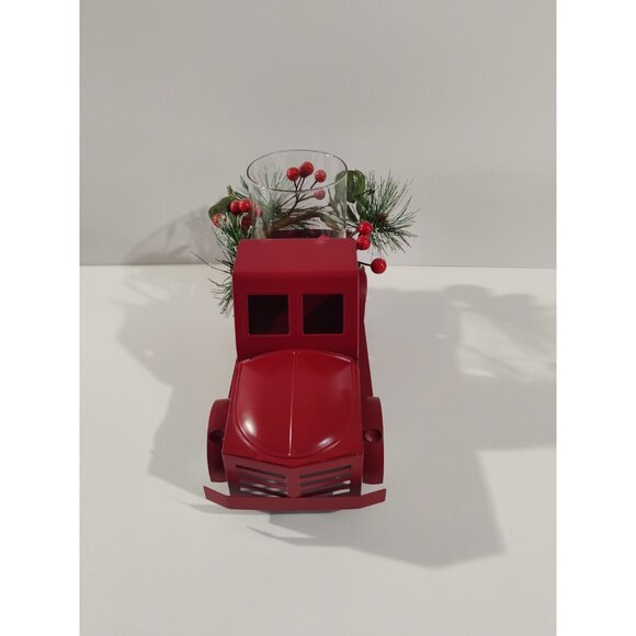 Holiday Time Christmas Farm Truck Hurricane Candle Holder, Red New - Picture 14 of 16